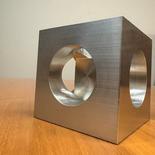 1997 Wall-Mounted Precision Aluminum Cube Sculpture For Sale - Image 10 of 17