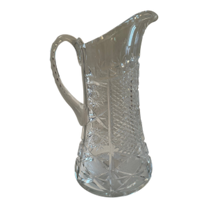 Vintage Cut Glass Crystal Heavy Pitcher