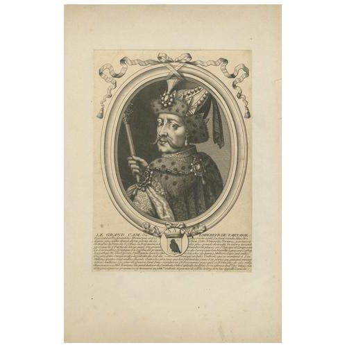 Nicolas de Larmessin, Grand Khan of Tartary Portrait, 1660, Engraving For Sale - Image 10 of 10
