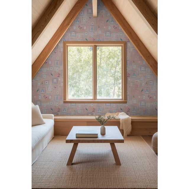 Not Yet Made - Made To Order Mahjong Tile Grasscloth Wallpaper by House Party | Coral Crack | 8 Yards For Sale - Image 5 of 8