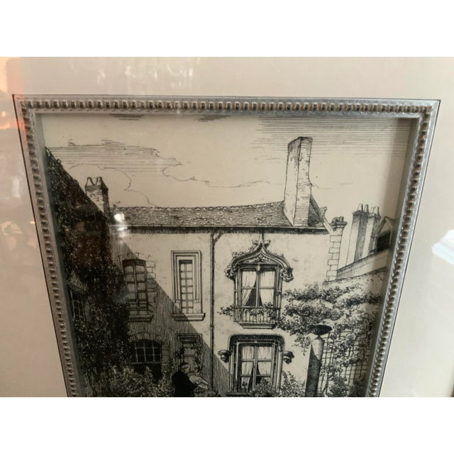 French Madison Rue Haute- Framed Etching-France For Sale - Image 3 of 12