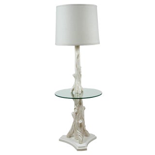 Mid-Century Ceramic Faux Bois Floor Lamp For Sale