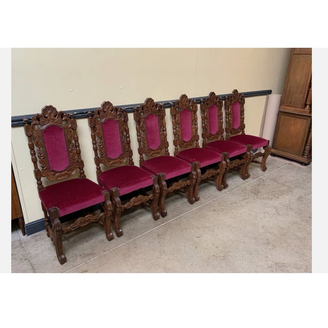 Brown Antique High Neo-Renaissance Chairs, 1880, Set of 6 For Sale - Image 8 of 9