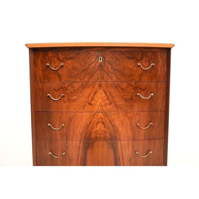Vintage Danish Walnut and Brass Chest of Drawers, 1960s For Sale - Image 9 of 11