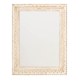 Rustic White Painted Wood Framed Mirror For Sale