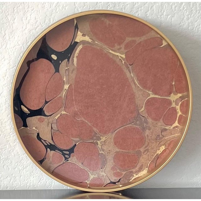 Late 20th Century Late 20th-Century “Geode” Motif Wood, Glass & Resin Circular Tray With Cut-Out Handles For Sale - Image 5 of 18