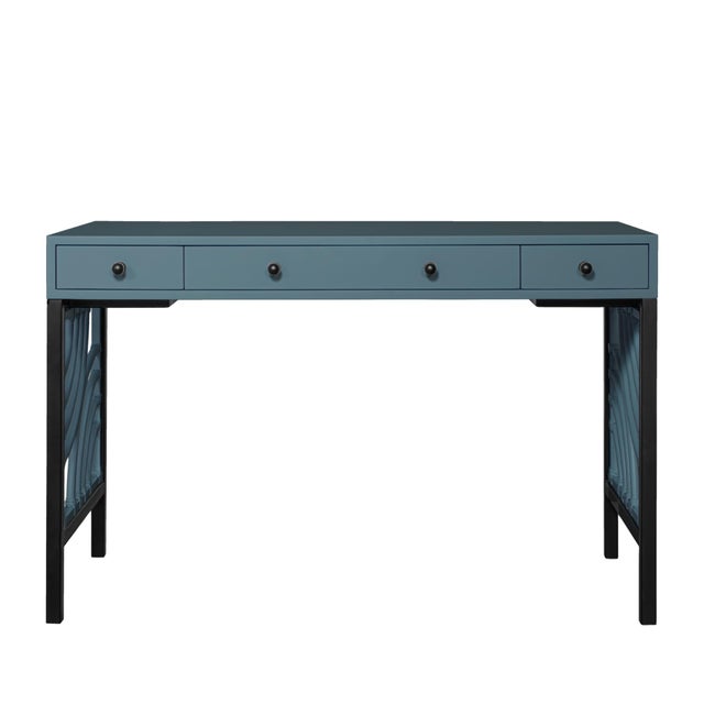 David Francis Swirl Writing Desk - Regatta Blue For Sale - Image 4 of 9