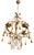 Floral Five-Light Gilded Ceiling Lamp with Crystals and Murano Glass Crystal Drops, 1960s For Sale