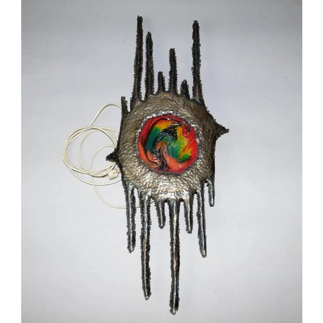 Silver Iron and Glass Wall Lamp, 1950s For Sale - Image 8 of 8