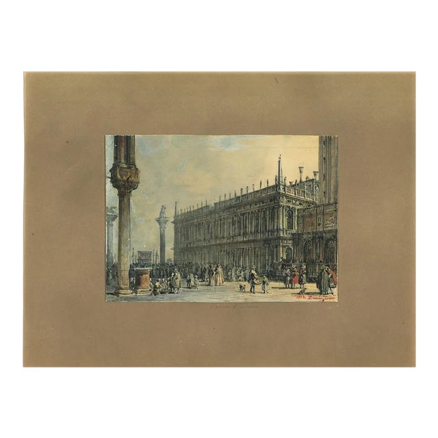 Francesco Zanin, Venice, China Ink, Watercolor and Tempera, 1877 For Sale