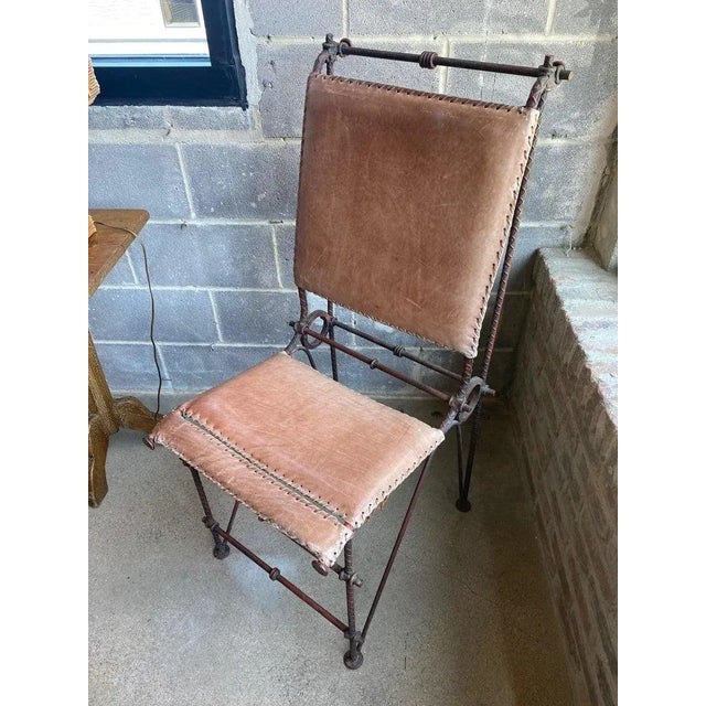 Ilana Goor Iron and Leather Chairs, Set of Four, Israel, 1980's For Sale - Image 10 of 12