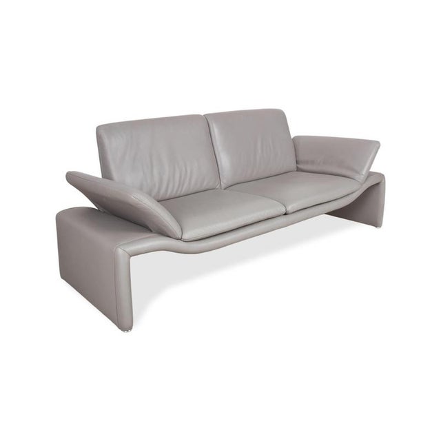 Gray Three-Seater Sofa and Ottoman in Grey Leather from Koinor, Set of 2 For Sale - Image 8 of 18