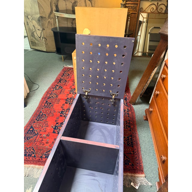 Wood Purple Peg Board Storage Table on Casters For Sale - Image 7 of 12