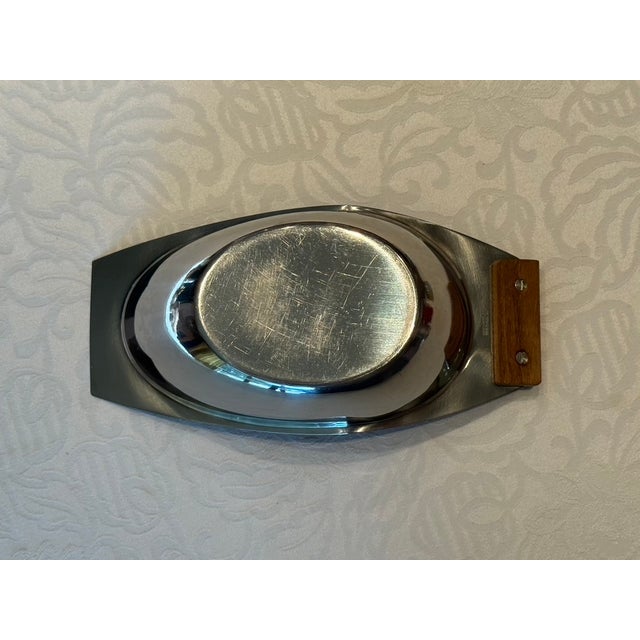 1960s Scandinavian Modernist Stainless Steel & Teak "Crescent" Server by Arthur Salm For Sale - Image 10 of 12