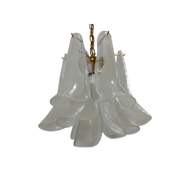 Petal Pendant Lamp in Murano Crystal and White Glass, Italy, 1990s For Sale - Image 4 of 13