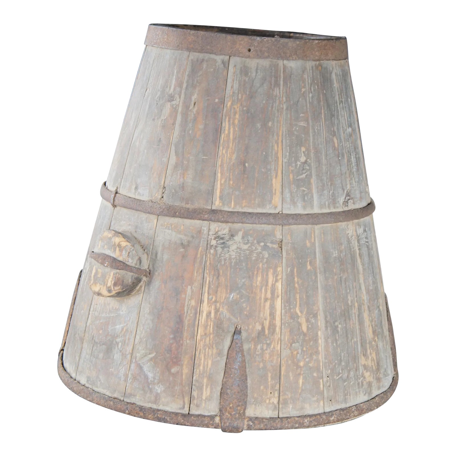 Mid 20th Century Primitive Chinese Shanxi Banded Iron Barrel Willow ...
