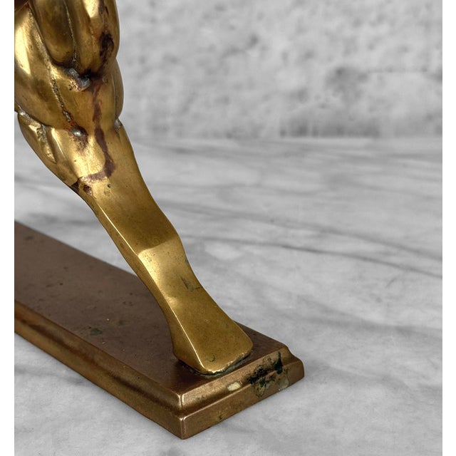 Brass Mid-Century Art Deco Brass Ibex Ram Library Sculpture For Sale - Image 8 of 9