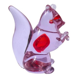 Vintage Murano Cenedese Antonio Da Ros Alexandrite Purple Red Heart Italian Art Glass Squirrel Figurine For Sale