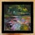This oil on canvas artwork captures a serene garden scene with a vibrant interplay of colors, reminiscent of blooming...