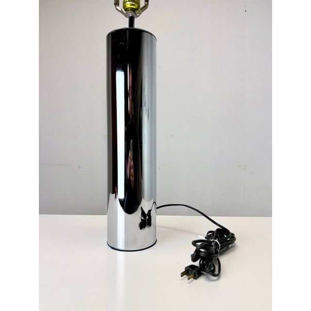 Mid Century Modern Attributed to Sonneman Chrome Cylinder Table Lamp For Sale - Image 11 of 12