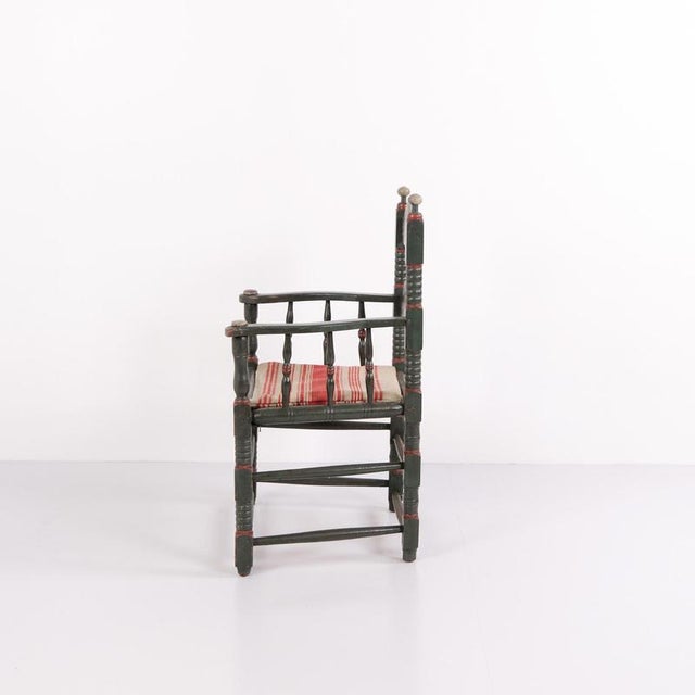Antique Norwegian Folk Painted Chair, 1872 For Sale - Image 3 of 12