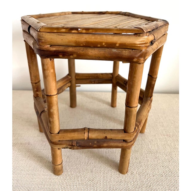 Tortoise Rattan Hexagon Plant Stand/Riser | Chairish