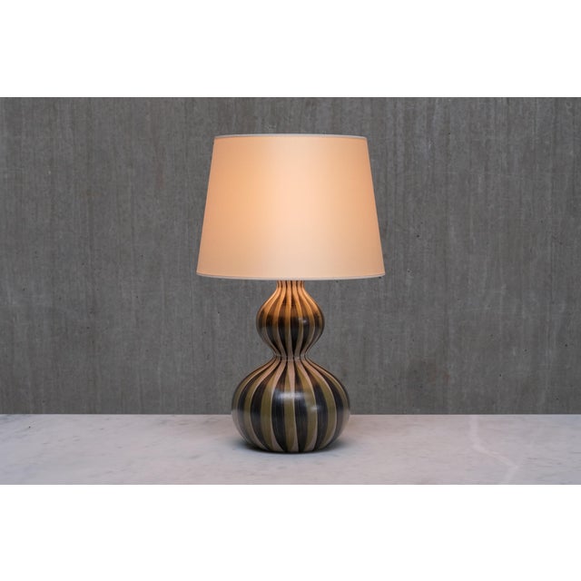 Black Hand-Painted Ceramic Table Lamp from Eva & Johannes Andersen, Denmark, 1950s For Sale - Image 8 of 13