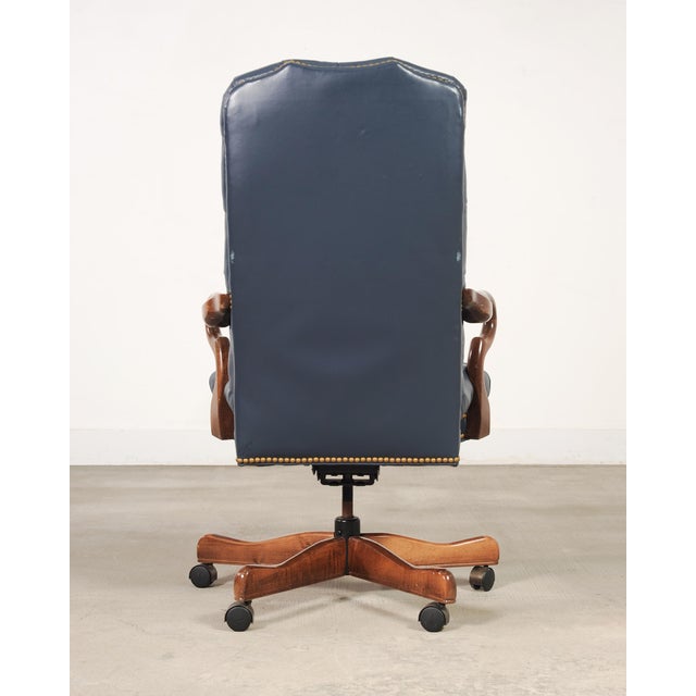 English Regency Style Tufted Leather Executive Office Chair For Sale - Image 18 of 18