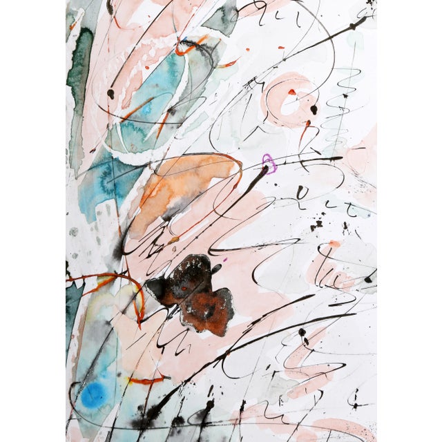 Abstract Expressionism Untitled - Pink and Blue, Robert Kautz Acrylic and Mixed Media on Paper, Signed in Pen For Sale - Image 3 of 3