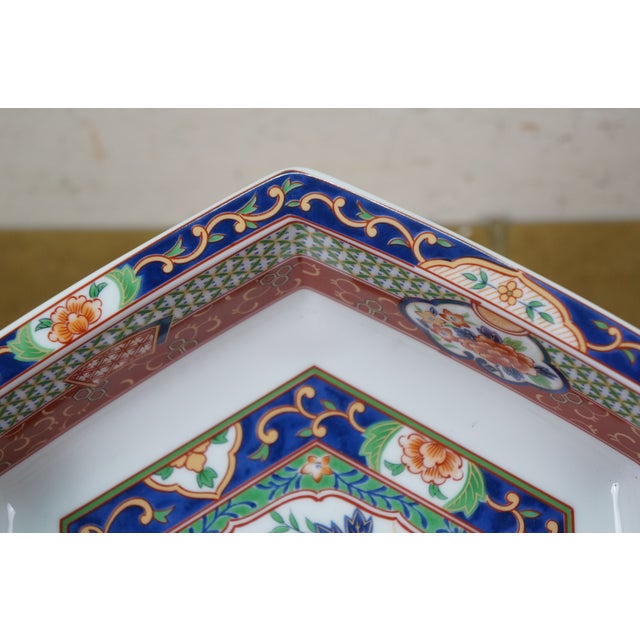 Blue 1982 Japanese Mann McMlxxxii Imari Octagonal Serving Platter & Bowl 12" For Sale - Image 8 of 15