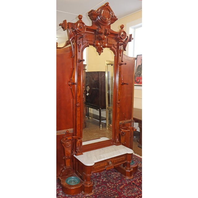 Late 19th Century 19th Century Victorian Walnut Pier Mirror Hall Tree Attributed to Thomas Brooks For Sale - Image 5 of 11
