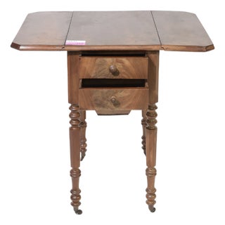 Antique French Mahogany Drop-Leaf Sewing / Work Table For Sale