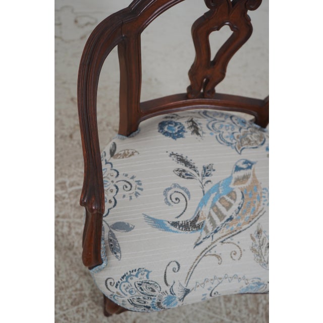 Wood Vintage Italian Walnut Finish Vanity Bench Chair For Sale - Image 7 of 18