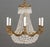French Empire Style Bronze Basket Chandelier, the six branches with ribbon and garland frame, top tier of faceted drop...