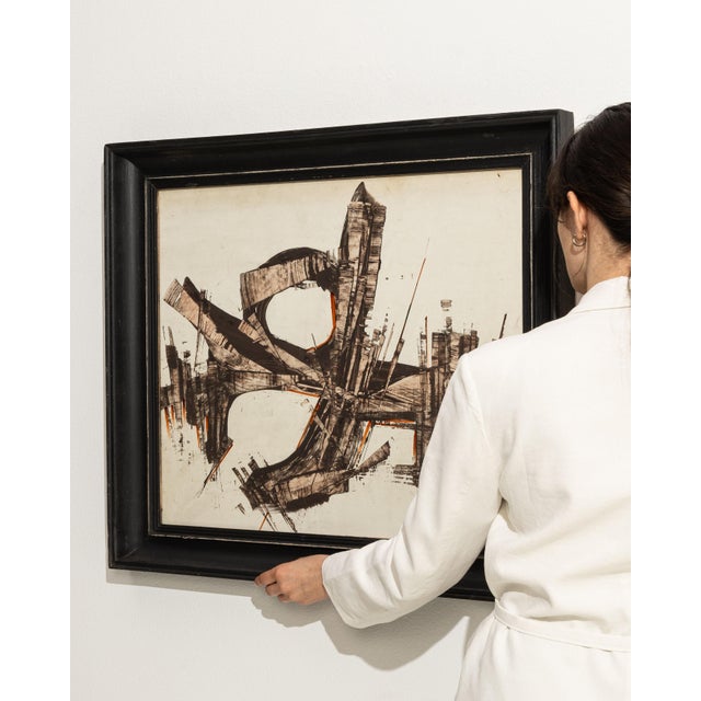 This mid 20th century painting from France is a painting, housed in a wood and glass frame. Its form follows honest, well-...