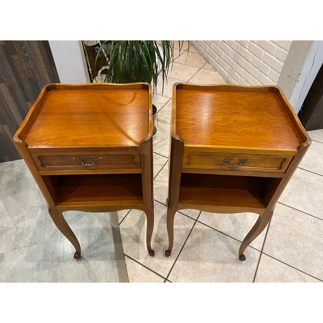 Louis XV Style Bedside Tables with Drawers and Niches, 1950s, Set of 2 For Sale - Image 4 of 18