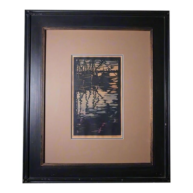 Mid 20th Century Prescott Chaplin, Woodblock Print From Personal Collection, Framed For Sale