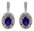 .925 Sterling Silver Diamond Accent and 8x6mm Purple Oval Amethyst Stud Earrings (I-J Color, I1-I2 Clarity) For Sale