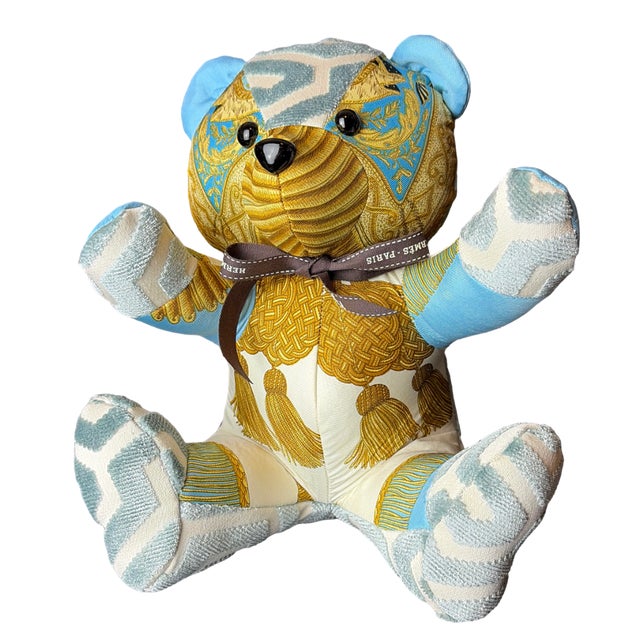 French Hermes Poste Et Cavalerie Vintage Silk Scarf Tender Teddy Bear For Sale - Image 3 of 3
