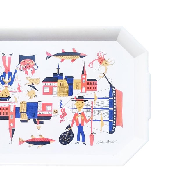 Vintage MCM Kelly Oechsli Waverley Products "Seafood" Tray For Sale In Chicago - Image 6 of 8