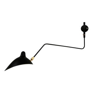 Mid-Century Modern Black One Rotating Curved Arm Wall Lamp from Serge Mouille For Sale