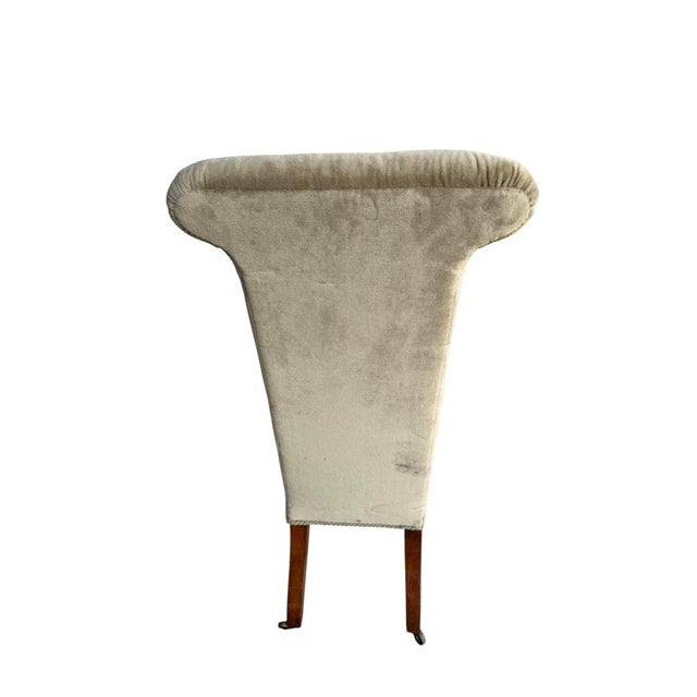 Victorian Green Velvet Prayer Chair on Original Casters, 1900 For Sale - Image 6 of 11