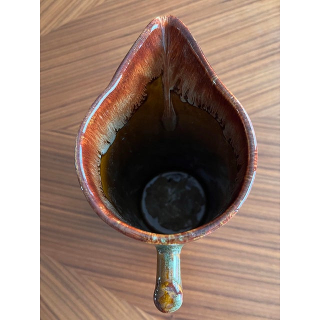 Chocolate 1960s Dryden Pottery Drip Glaze Pitcher/Vase, Signed For Sale - Image 8 of 10