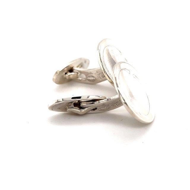 1990s 1990s Pair of Georg Jensen Estate Sterling Silver Cufflinks 15.1 Grams For Sale - Image 5 of 11