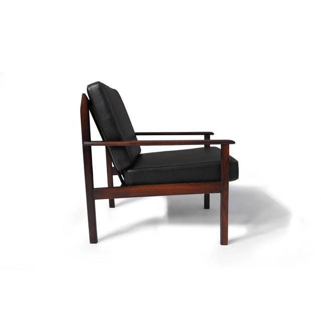 Mid 20th Century Mid-Century Brazil Modern Lounge Chairs in Black Leather- a Pair For Sale - Image 5 of 12