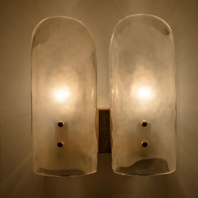2-Shade Brass and Murano Glass Wall Lights attributed to J.T. Kalmar, 1960s, Set of 2 For Sale - Image 10 of 12