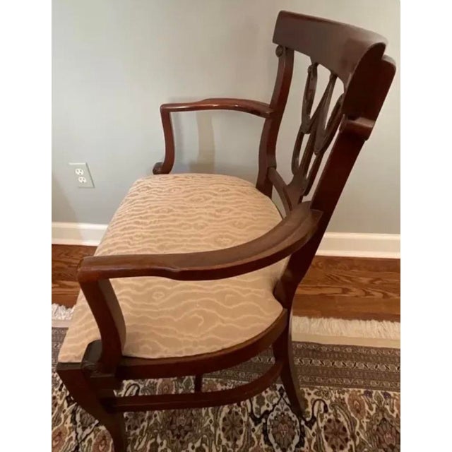 Brown Northern Furniture Co. Vintage Mahogany Double Pedestal Dining Table With 6 Shield-Back Chairs & 4 Leaves For Sale - Image 8 of 12