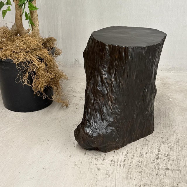 "About This Piece About This Piece This striking burlwood table brings together natures raw power and a modern minimalist...