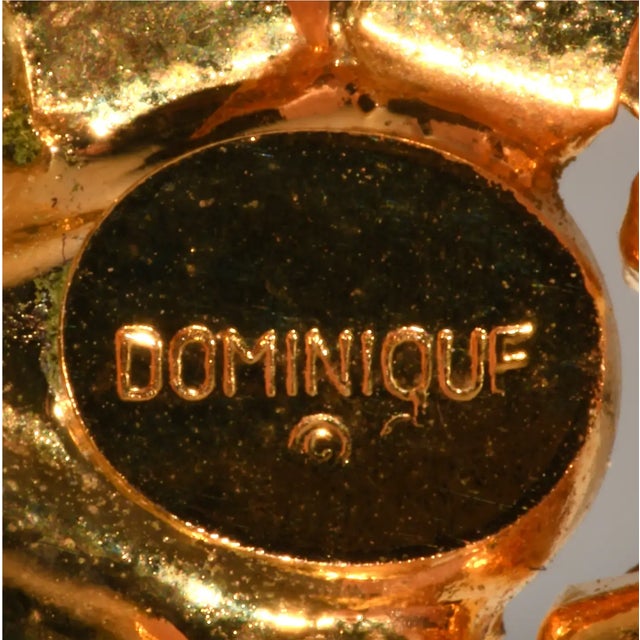 Dominique Vintage Dominique Dangle Earrings Pink & Clear Rhinestones Gold-Plated, Pair For Sale - Image 4 of 4