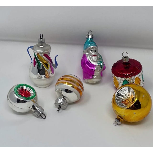 Vintage Hand Blown Mercury Glass Christmas Ornaments, 6 Pieces For Sale - Image 12 of 12